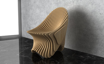 3D Modern Parametric Wavy Wooden Chair