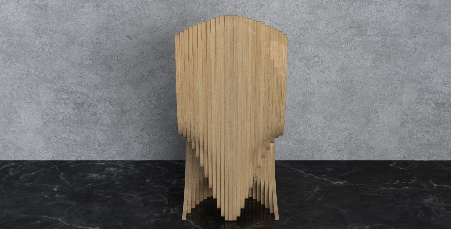 3D Parametric Wavy Design Wooden Chair