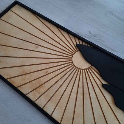Modern Mountain Sunset Wooden Wall Art