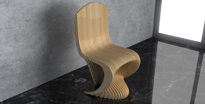 3D Parametric Wavy Design Wooden Chair