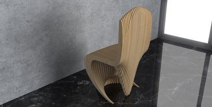 3D Parametric Wavy Design Wooden Chair