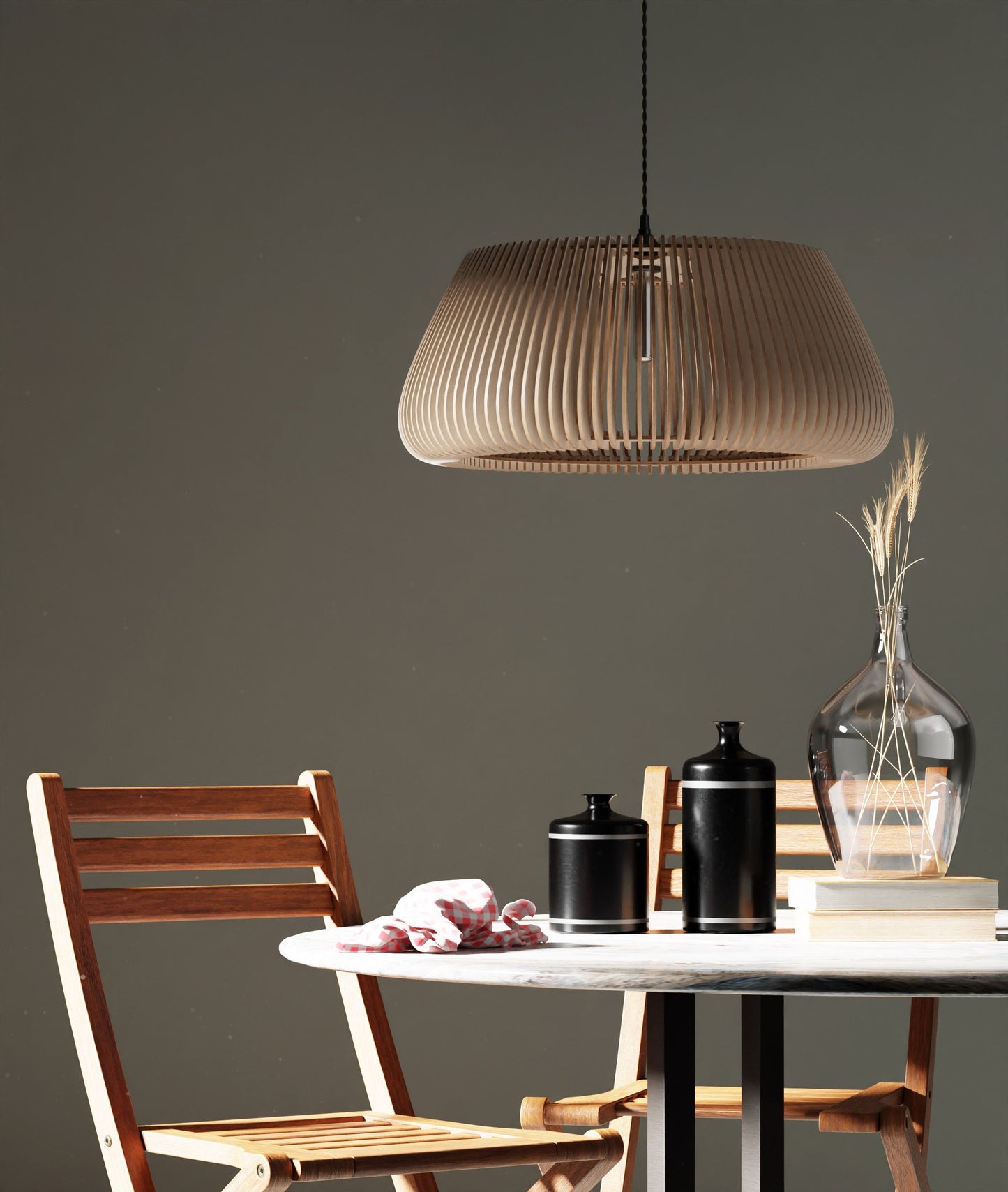 Handmade Wooden Hanging Round Lampshade