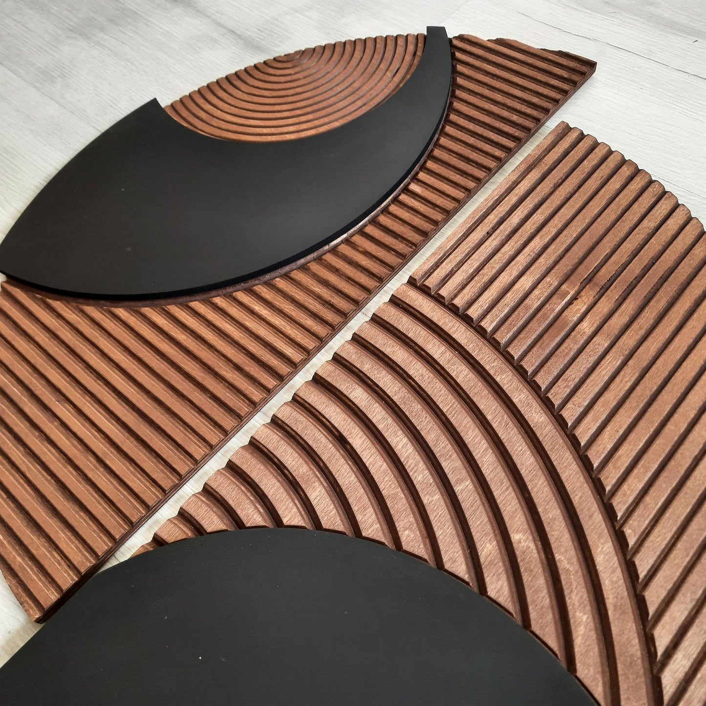 Twin Pieces Line Wooden Wall Art