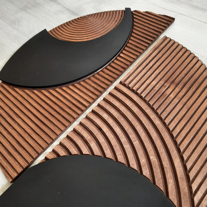 Twin Pieces Line Wooden Wall Art