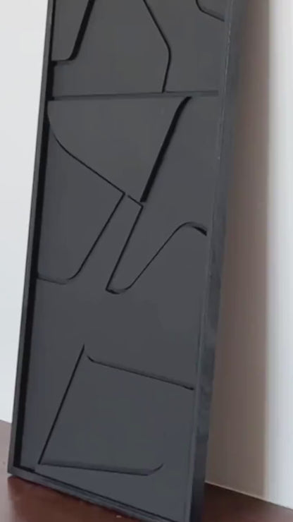 Black Modern Geometric Wooden Wall Art