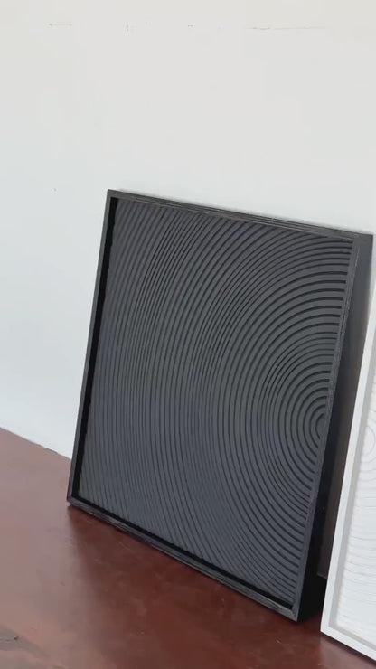 Black & White Modern Geometric Wooden Wall Art