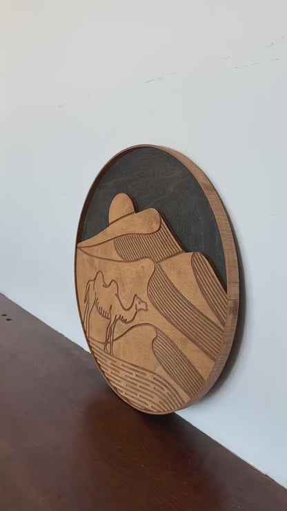 Desert Camel Wooden Wall Art
