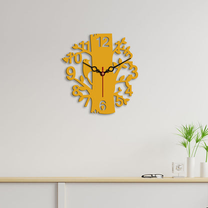 Tree Shape Design Wooden Wall Clock