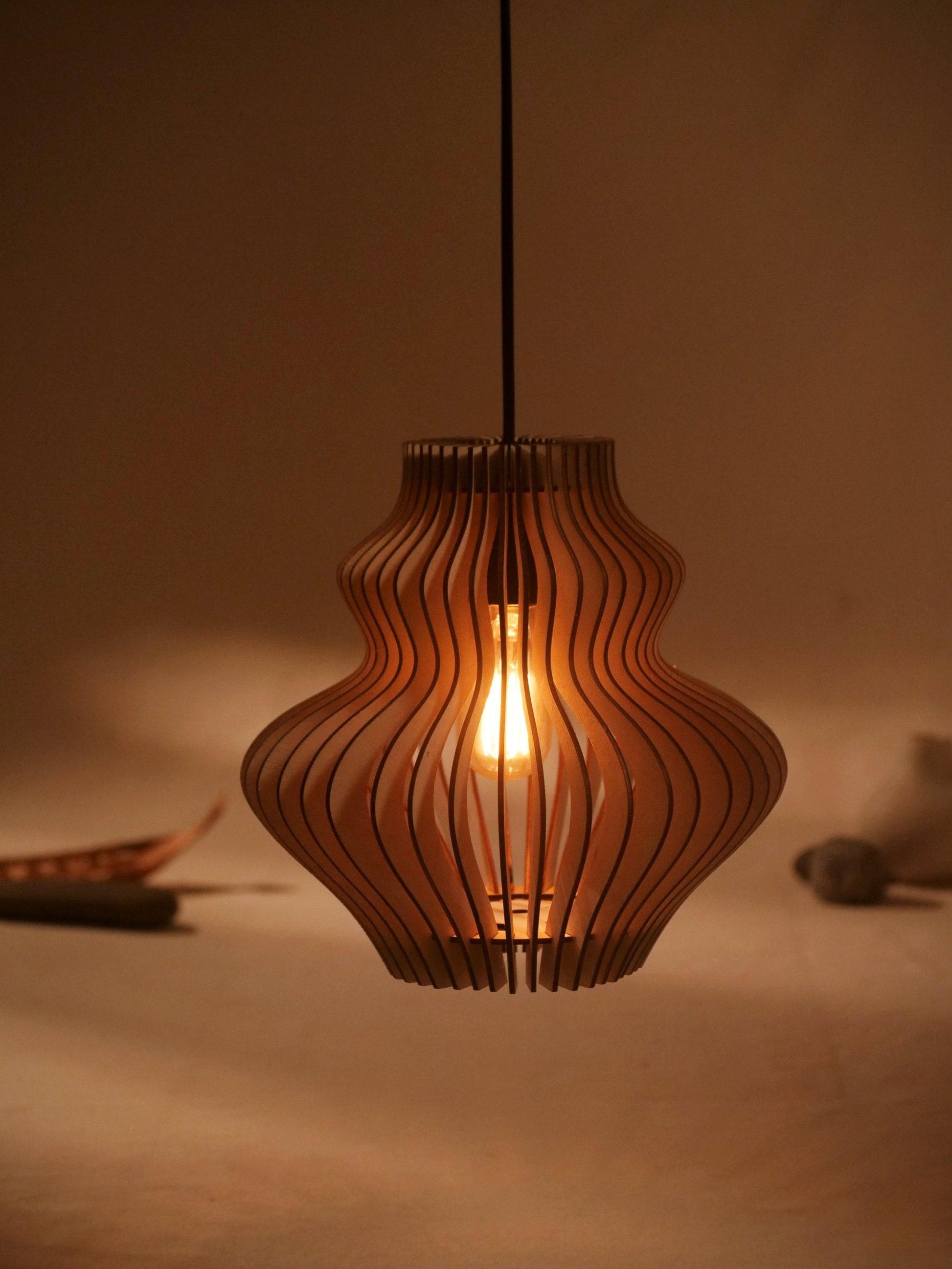 Chandelier pendant light with wood accents