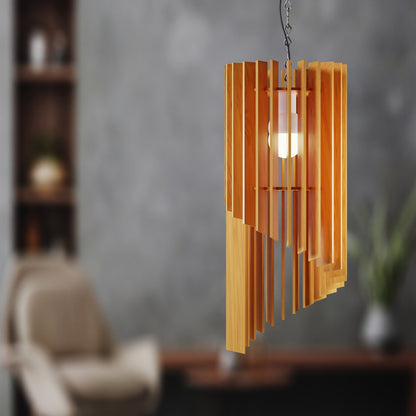 Intricate wood pendant light fixture